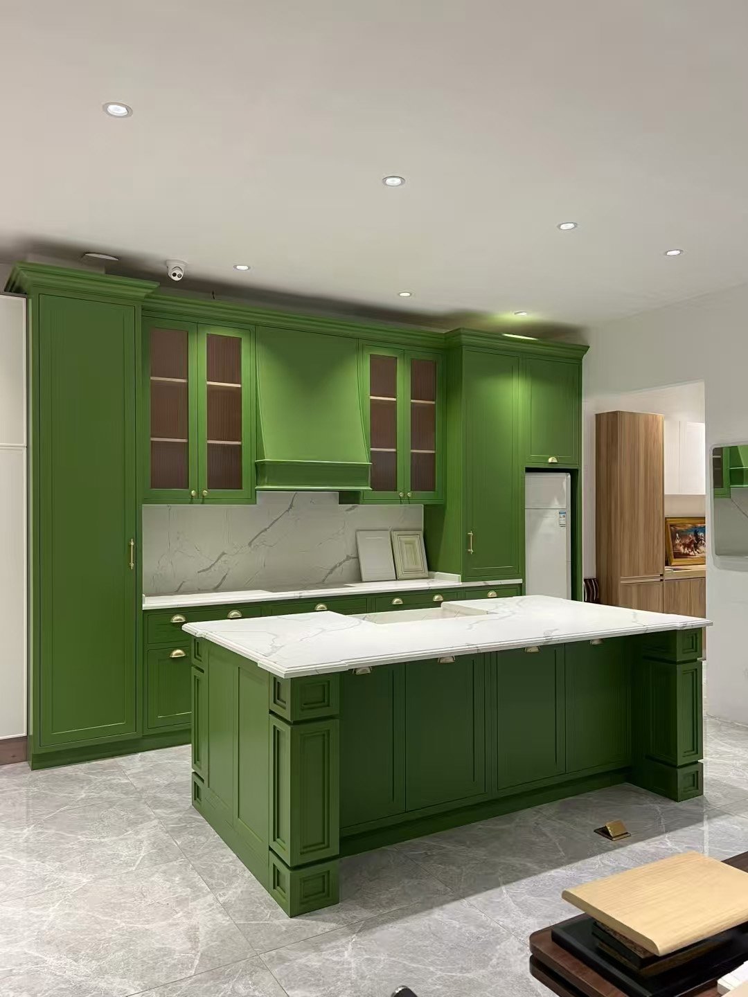 California Style Custom Green Kitchen Cabinetry - Image 3