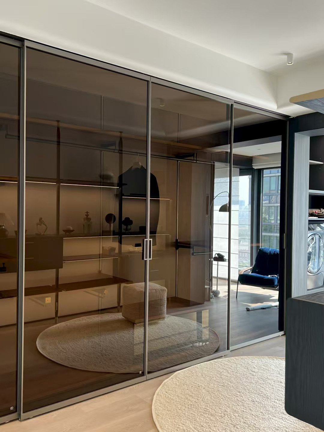 Modern Glass Sliding Door Walk-in Closet - Image 6