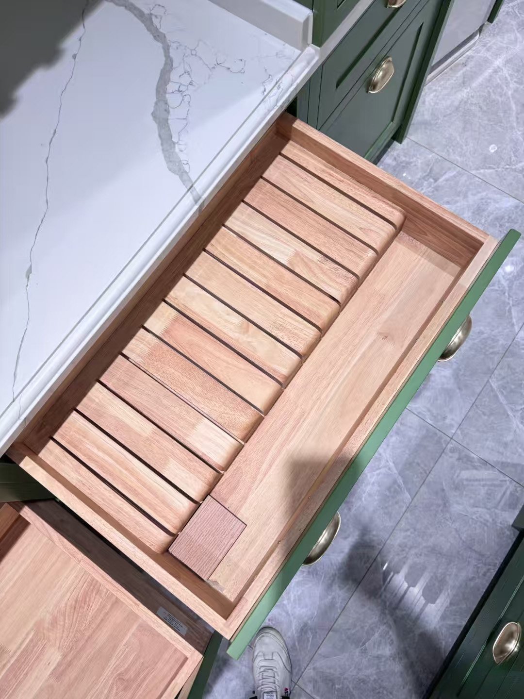 California Style Custom Green Kitchen Cabinetry - Image 10