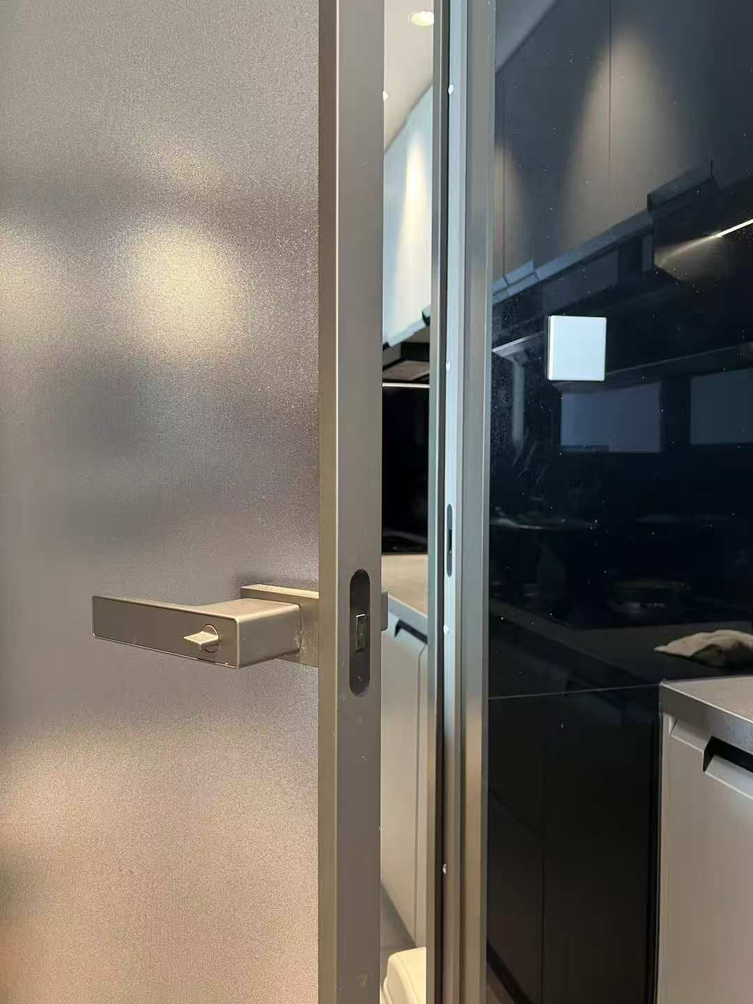 High-end gray minimalist small kitchen - Image 11