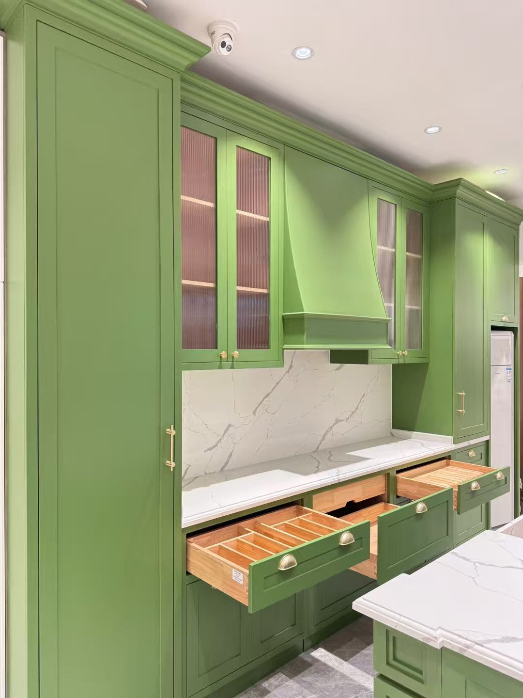 California Style Custom Green Kitchen Cabinetry - Image 13