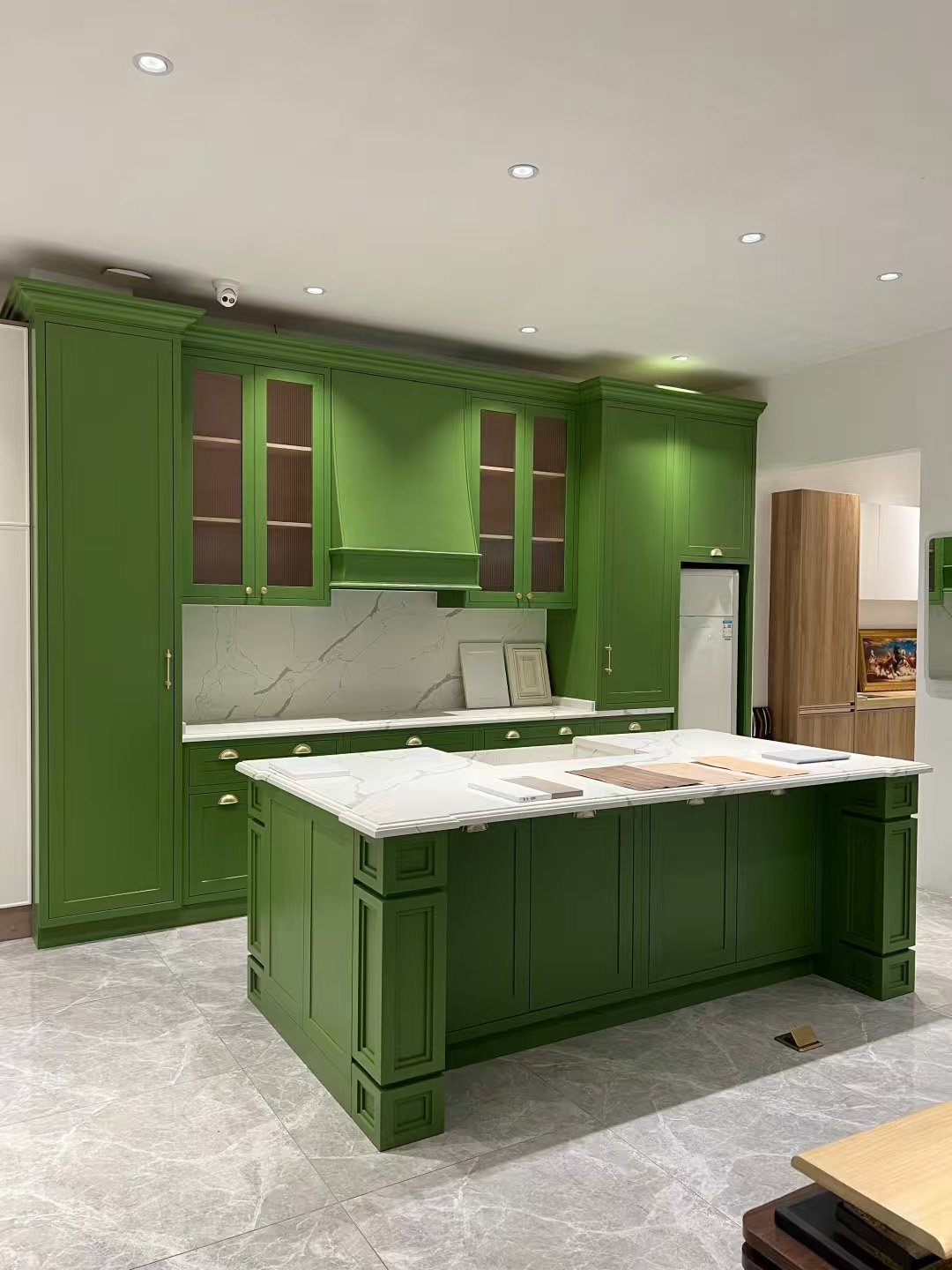 California Style Custom Green Kitchen Cabinetry - Image 14