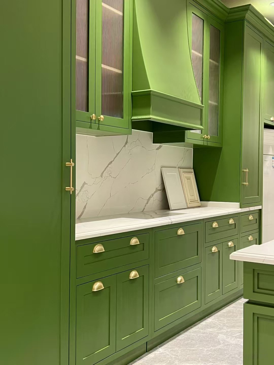 California Style Custom Green Kitchen Cabinetry - Image 5