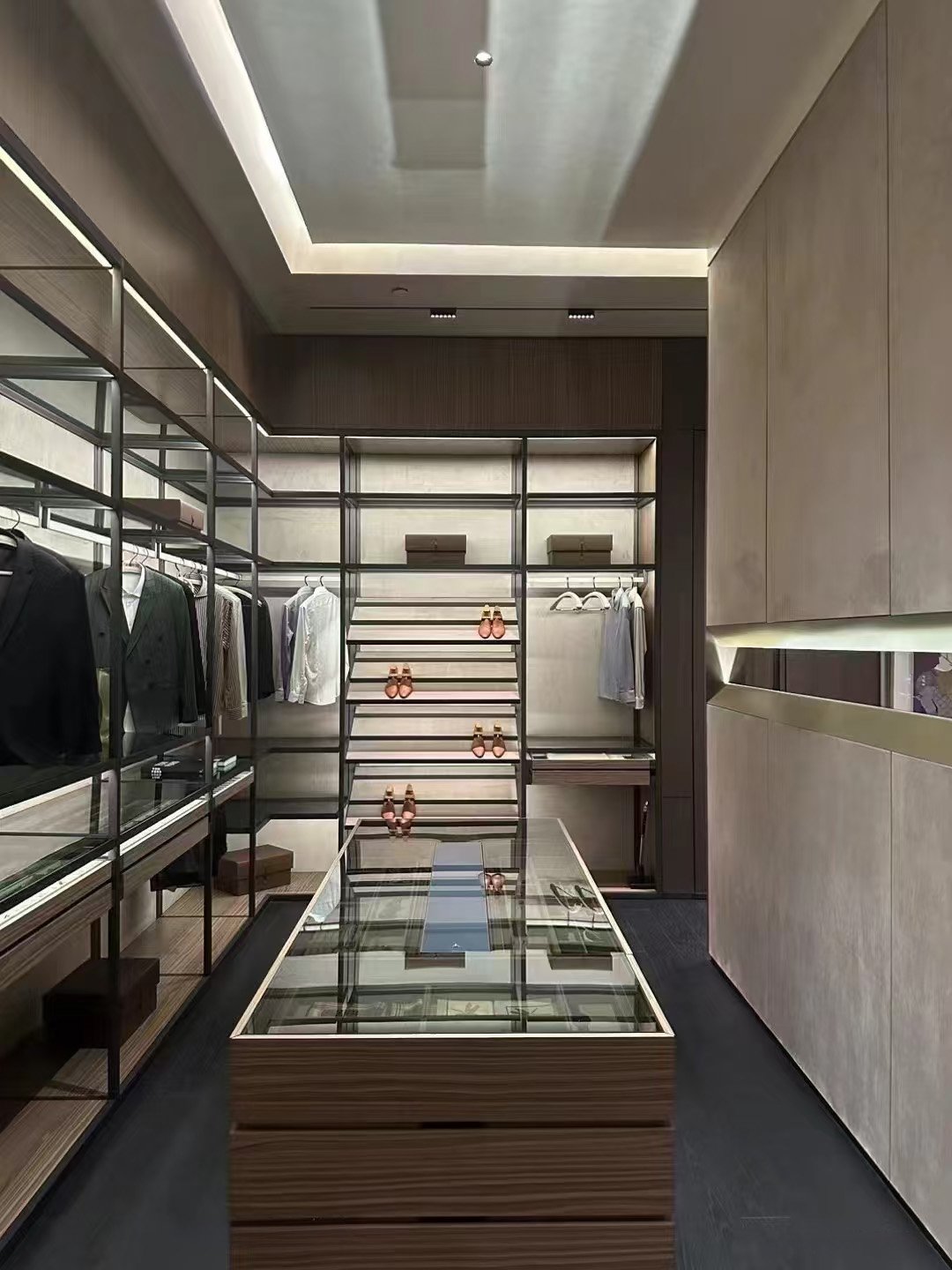Wood & Glass Luxury Wardrobe Walk-In Closet - Image 3