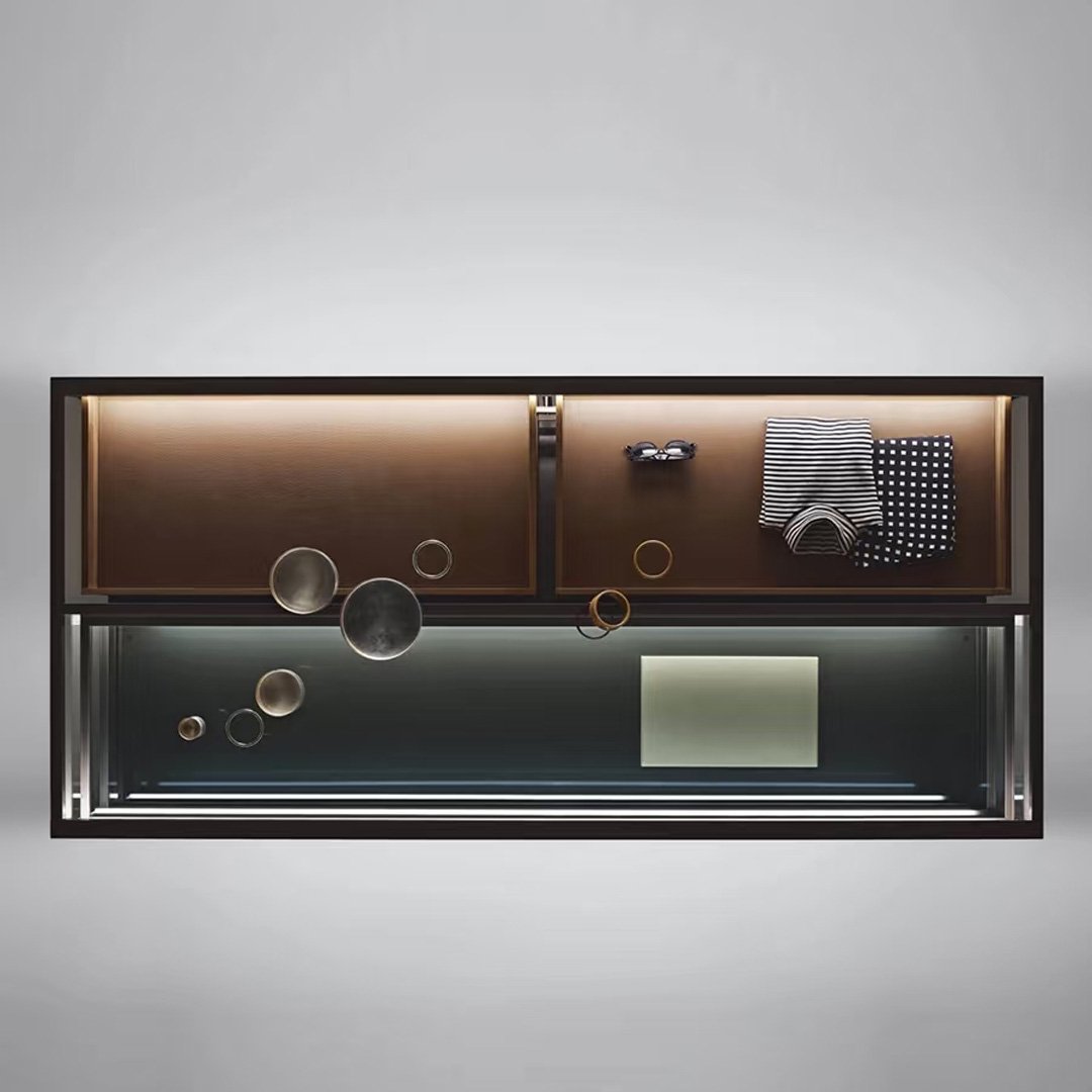 Minimalist Style Transparent Glass Metal Storage Cabinet Kitchen and Living Room - Image 4