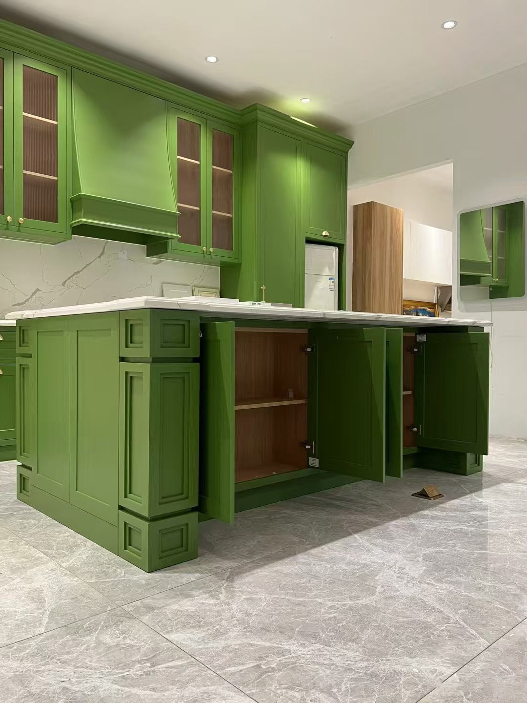 California Style Custom Green Kitchen Cabinetry - Image 12