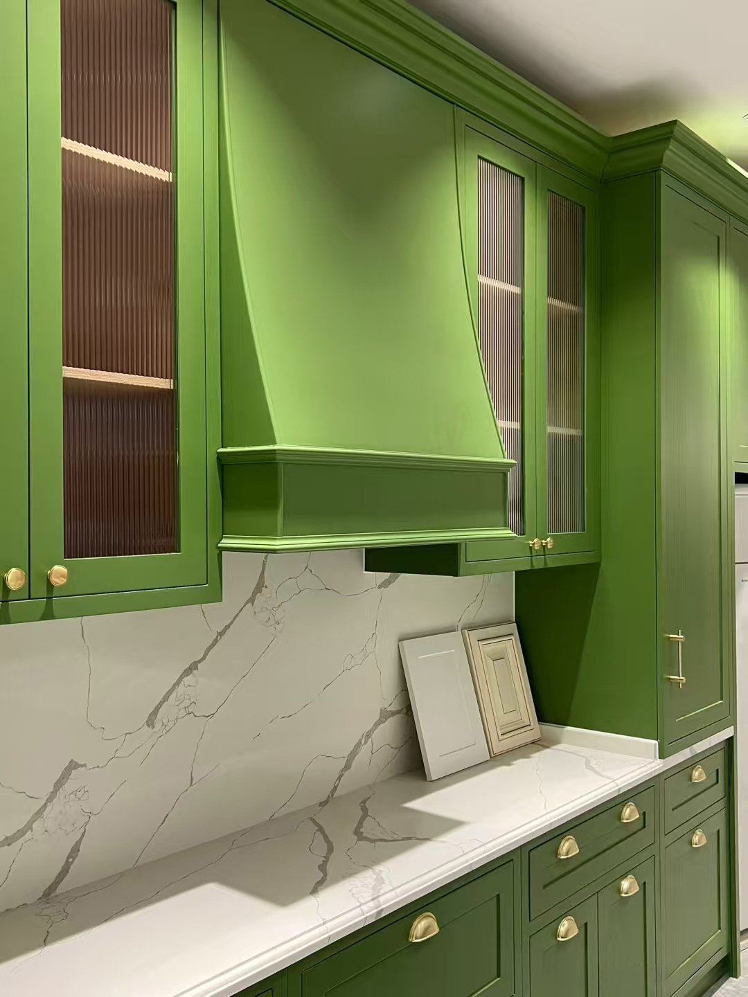 California Style Custom Green Kitchen Cabinetry - Image 4