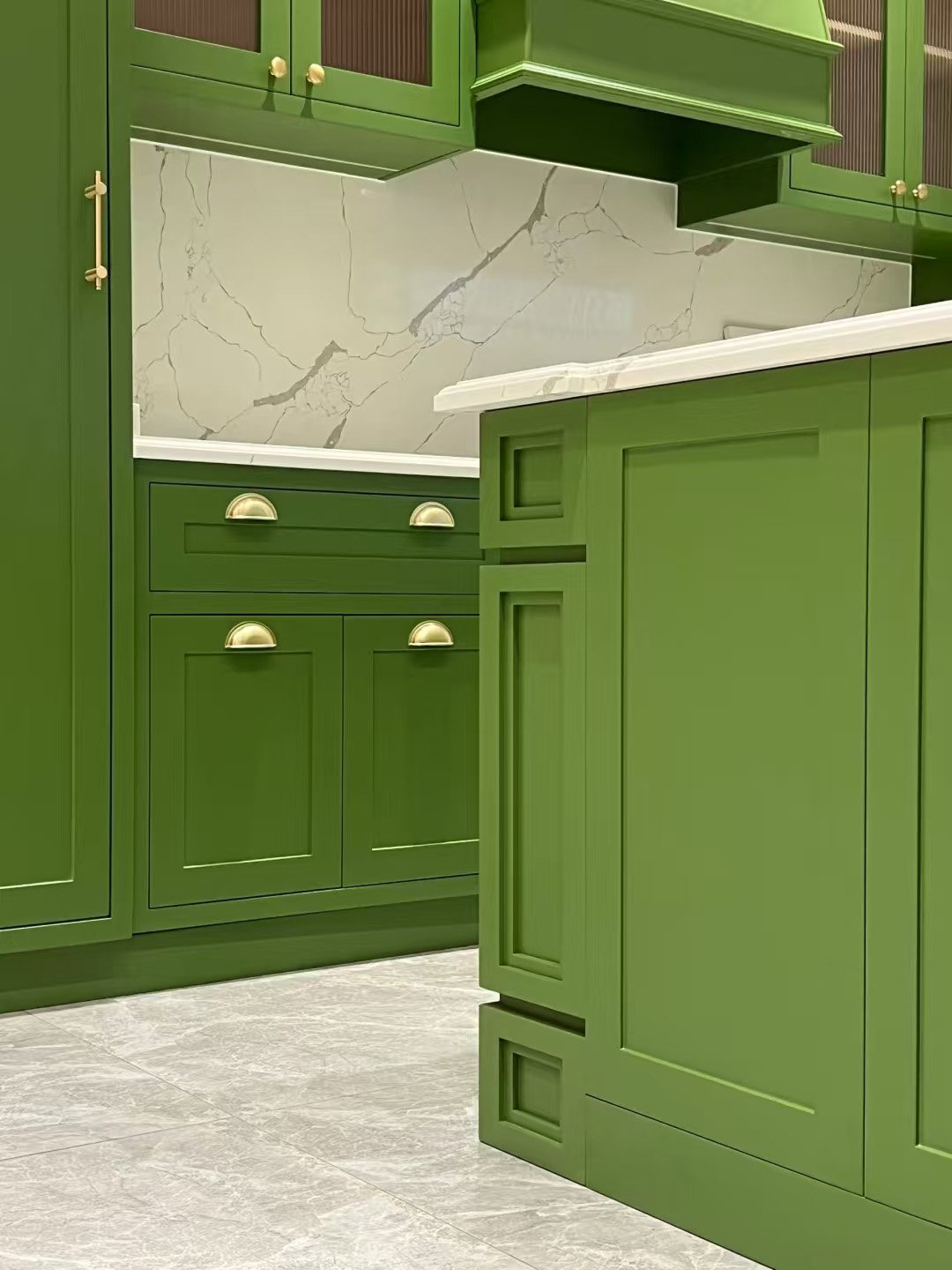 California Style Custom Green Kitchen Cabinetry - Image 6