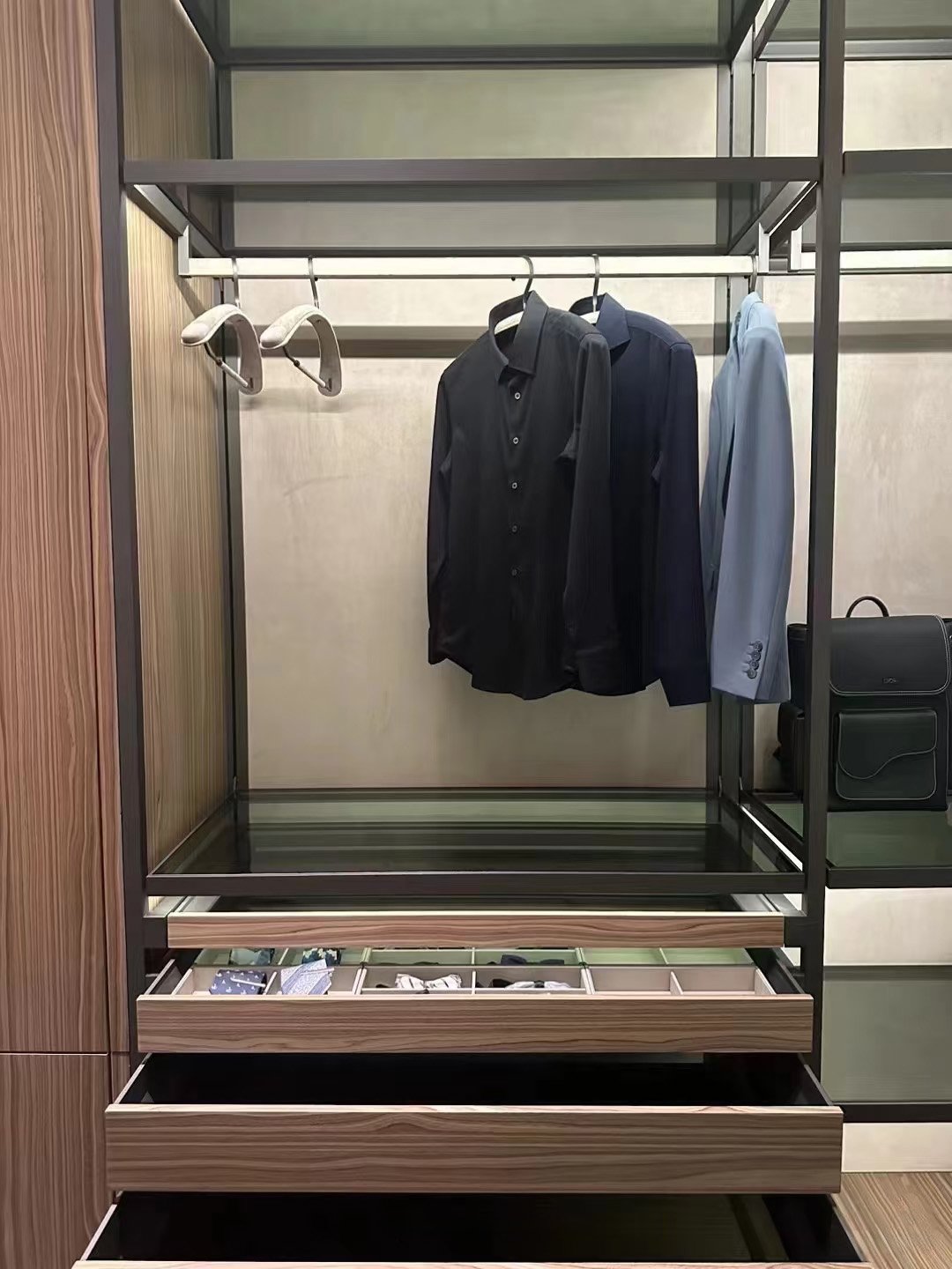 Wood & Glass Luxury Wardrobe Walk-In Closet - Image 8