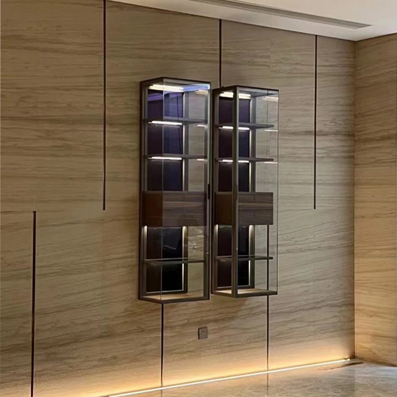 Glass and metal wall cabinets display cabinets figurine cabinets storage cabinets - Image 3
