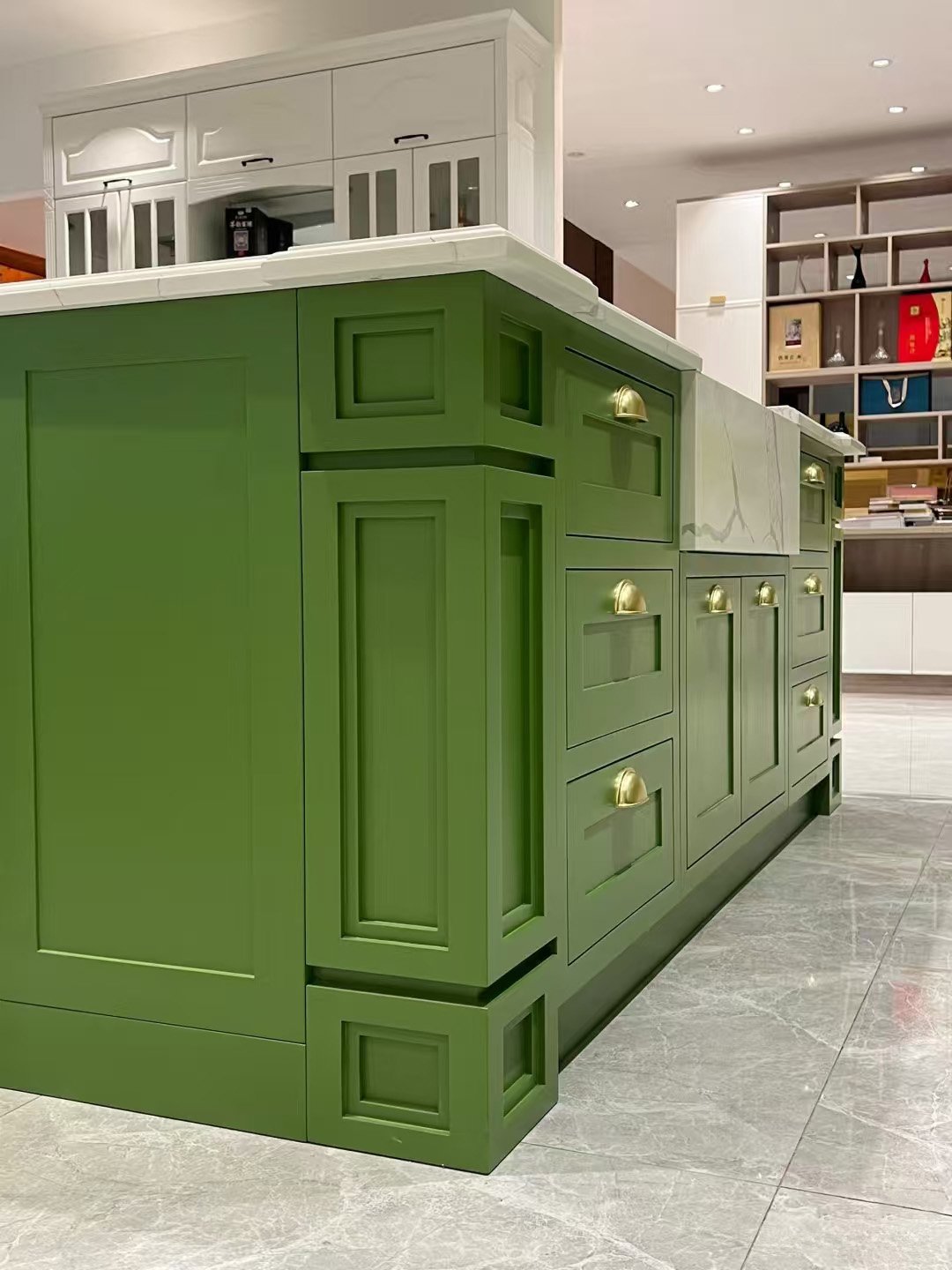 California Style Custom Green Kitchen Cabinetry - Image 9