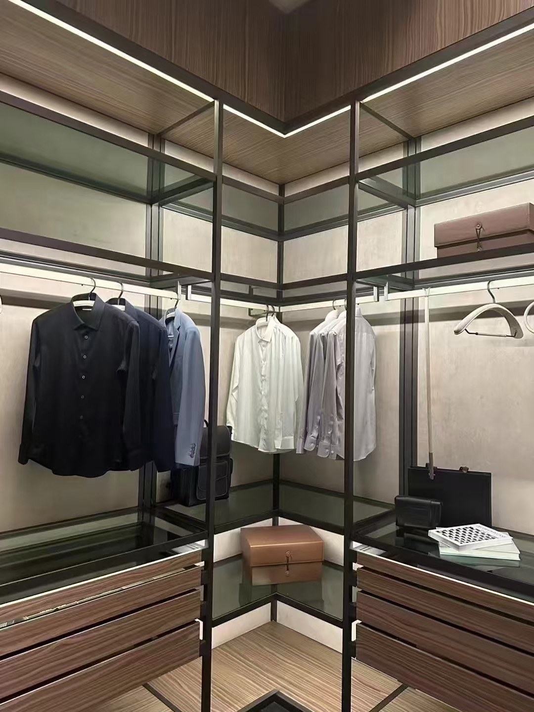 Wood & Glass Luxury Wardrobe Walk-In Closet - Image 10