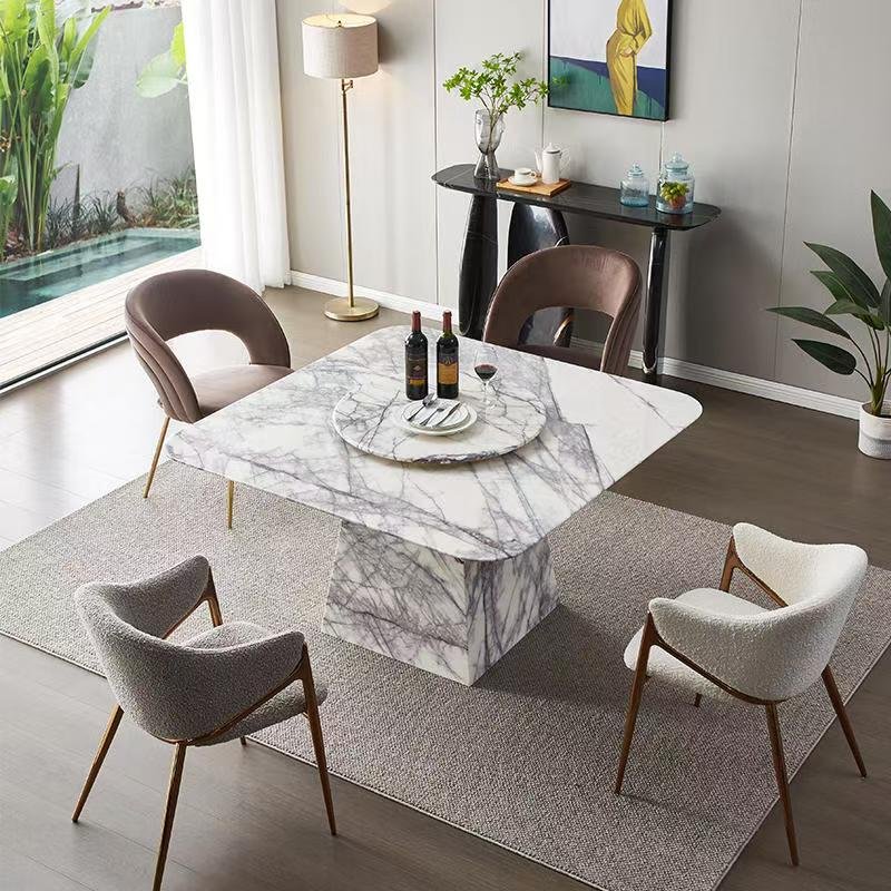 DT253A Snowy Plum Marble Dining Table - Image 3