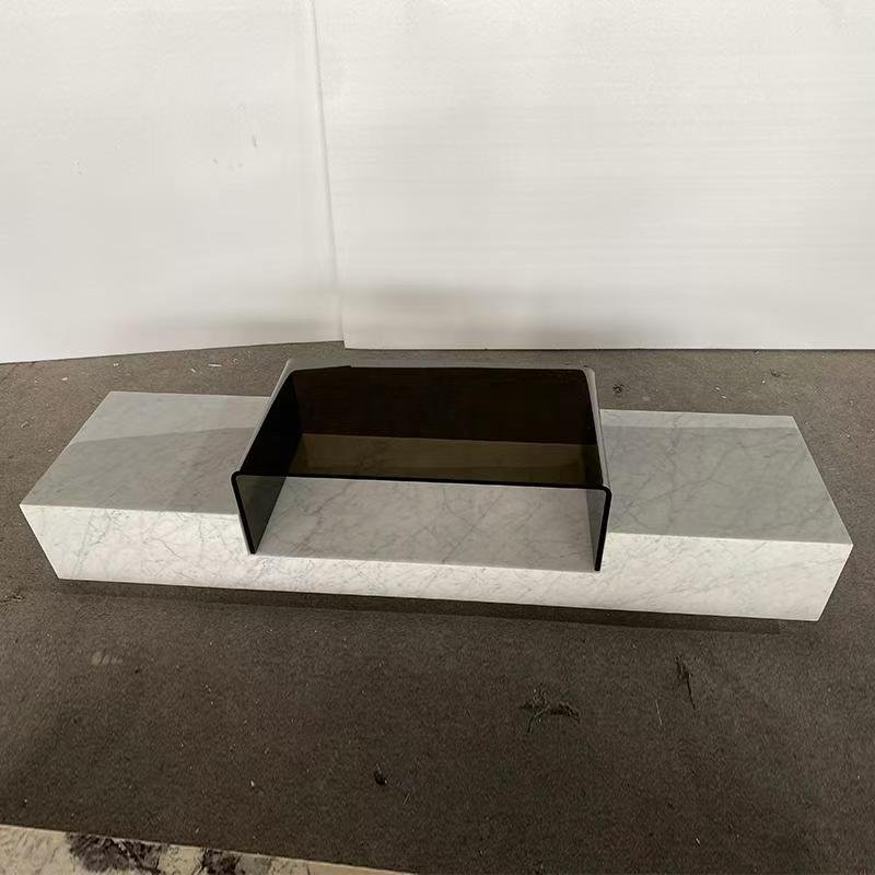 T-808 White Carrara Marble TV Cabinet TV Stand - Image 3