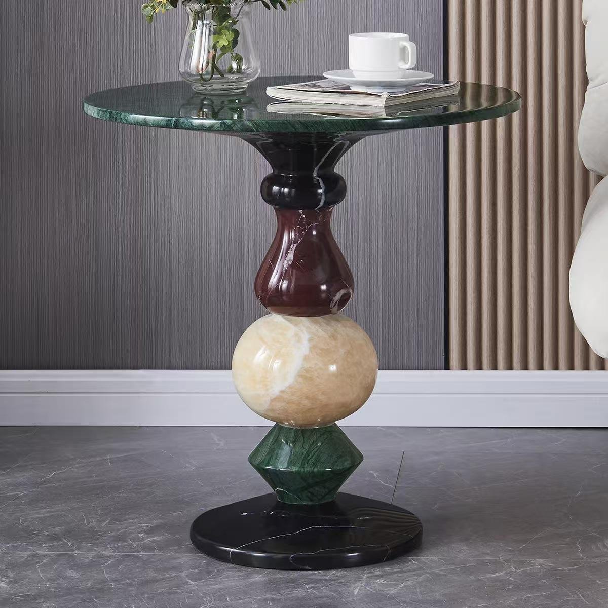 BJ835 Multi-colored Marble Side Table - Image 5