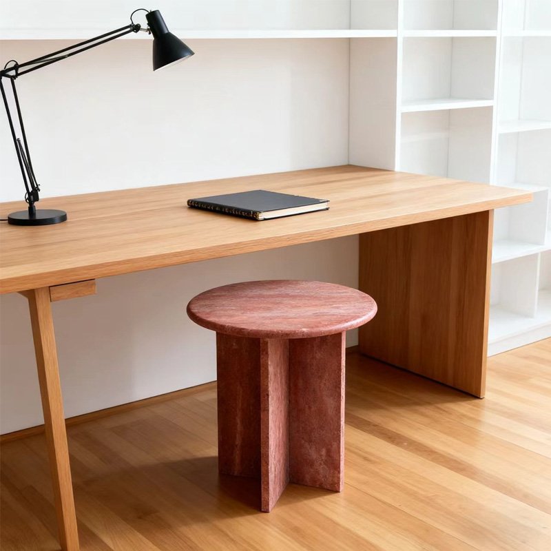 713B Red Travertine Side Table - Image 3