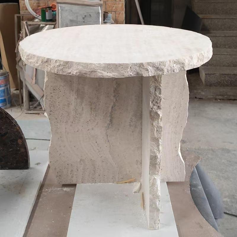 GDLM-DCJ-718A Beige Travertine Side Table - Image 6