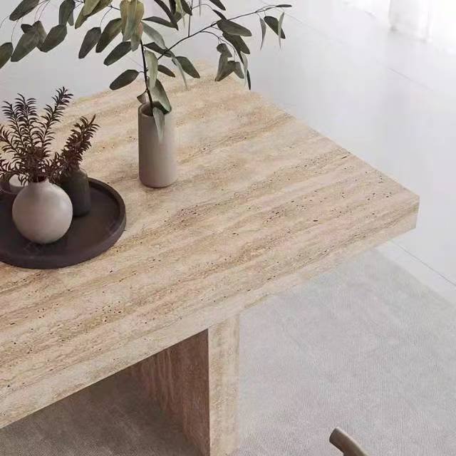 DS610A Beige Travertine Dinging Table - Image 6