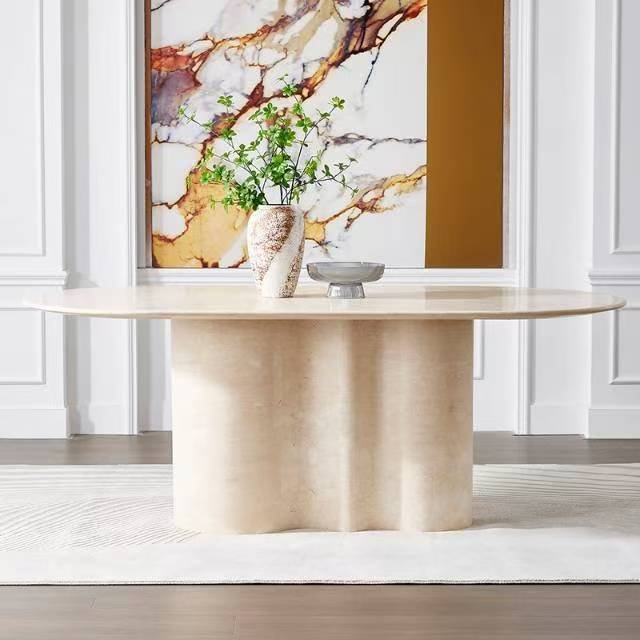 DS910A Beige Travertine Dinging Table - Image 3