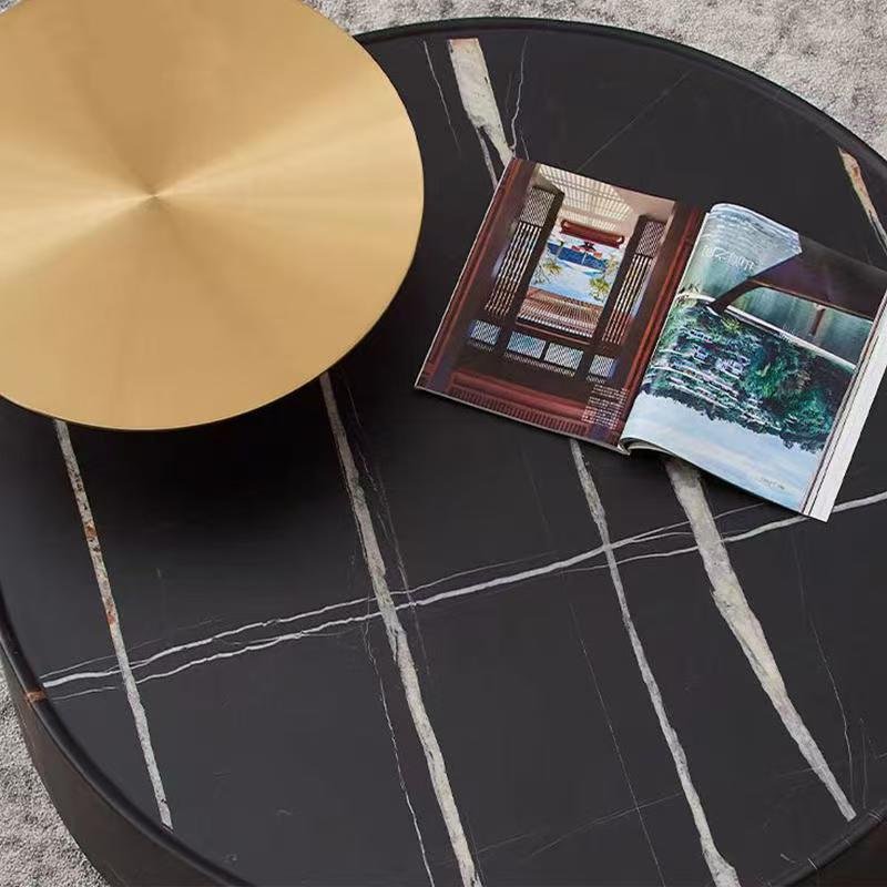 CJ580 Black and White Root Marble Coffee Table - Image 4