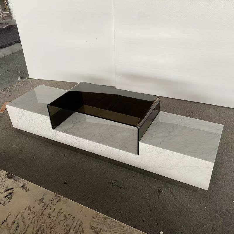 T-808 White Carrara Marble TV Cabinet TV Stand - Image 4