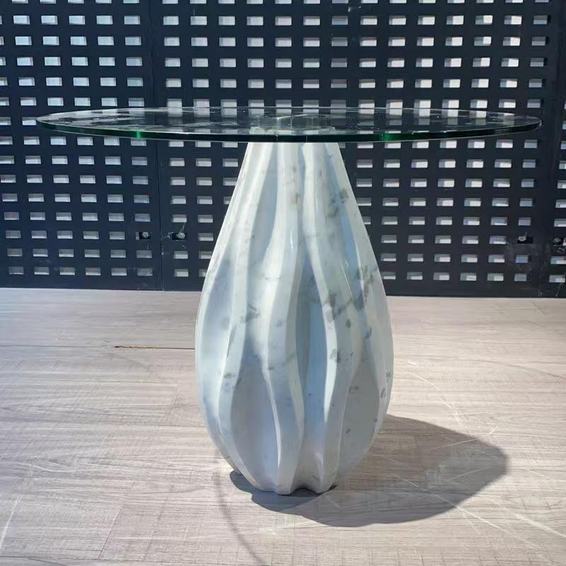 BJ893 Marble & Glass Side Table - Image 3