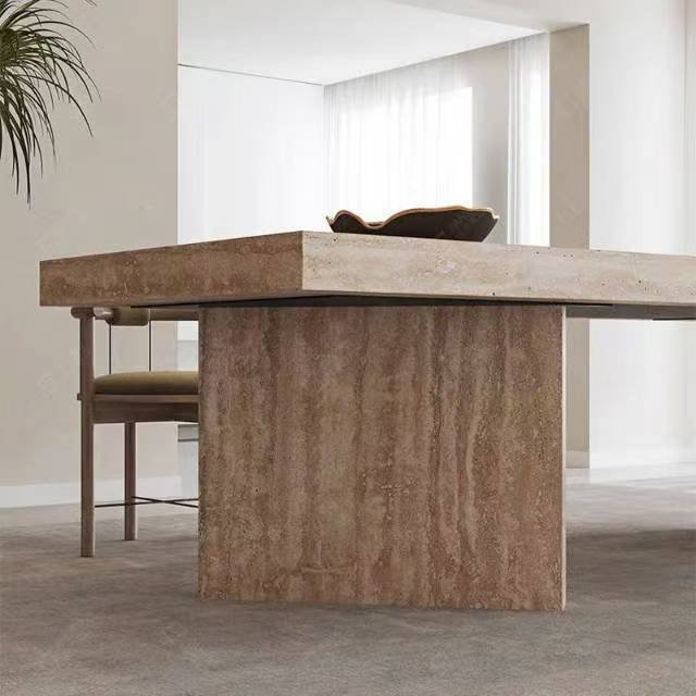 DS610A Beige Travertine Dinging Table - Image 5