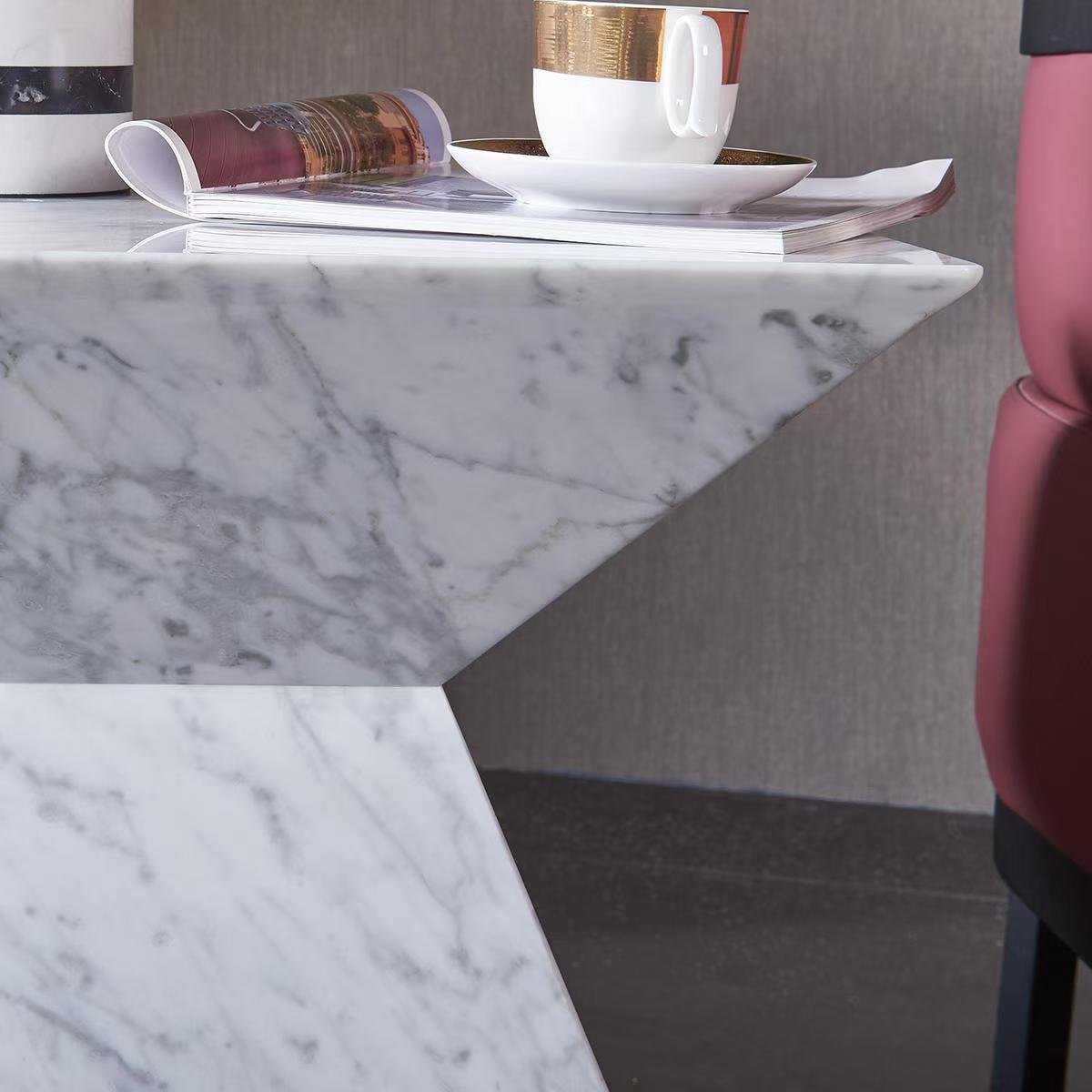 BJ813 Fine-Grain White Marble Side Table - Image 4