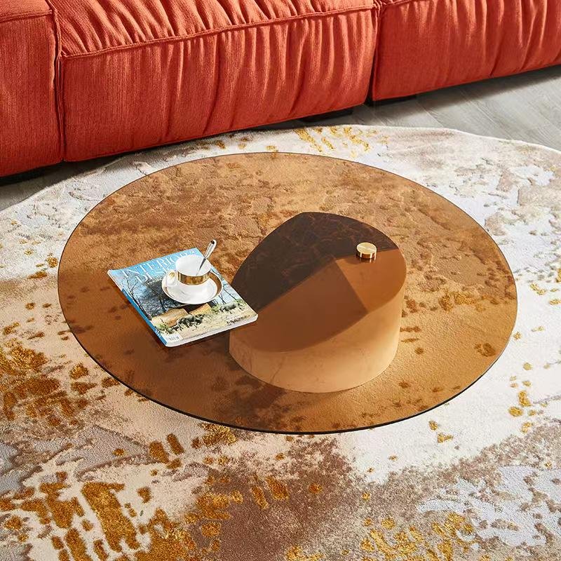 CJ628 Marble Coffee Table with Smoked Glass Top - Image 5
