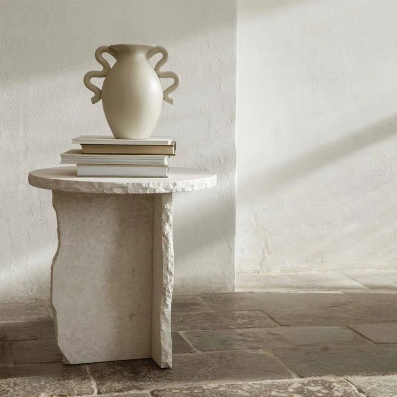 GDLM-DCJ-718A Beige Travertine Side Table - Image 4
