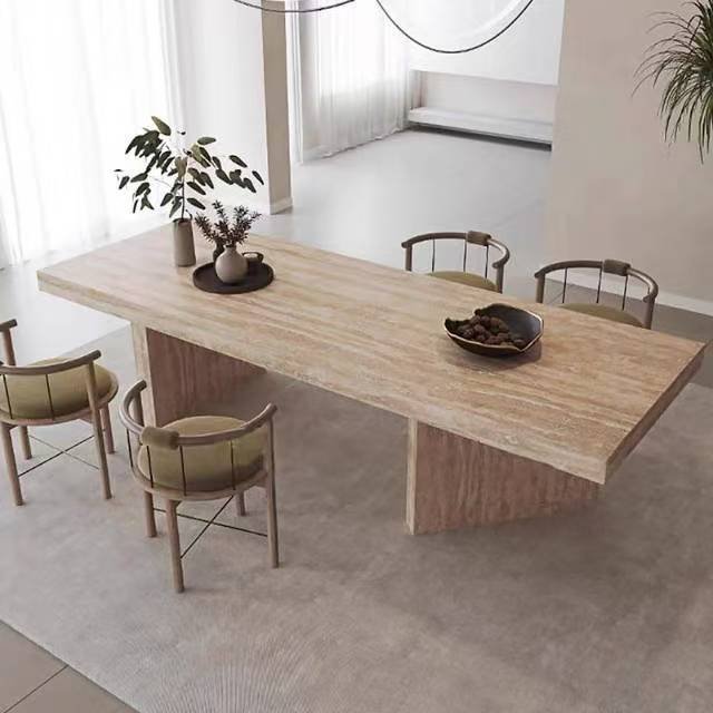 DS610A Beige Travertine Dinging Table - Image 3