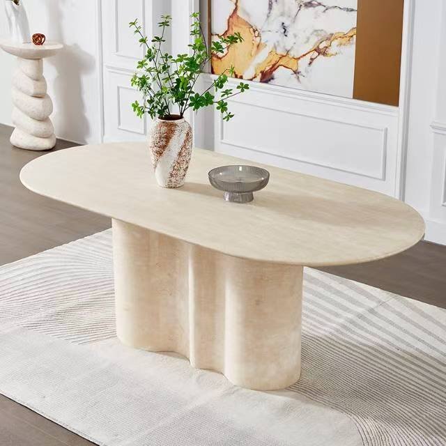 DS910A Beige Travertine Dinging Table - Image 5