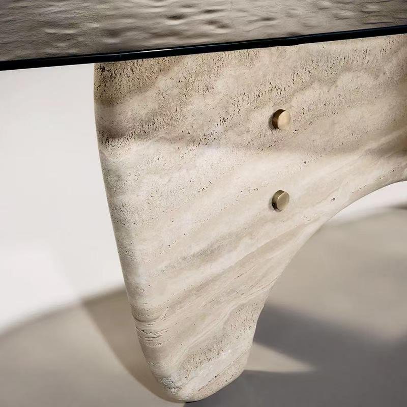 DS933 Travertine & Glass Dining Table - Image 5