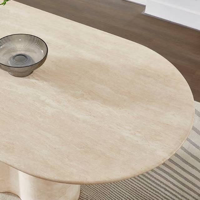 DS910A Beige Travertine Dinging Table - Image 6