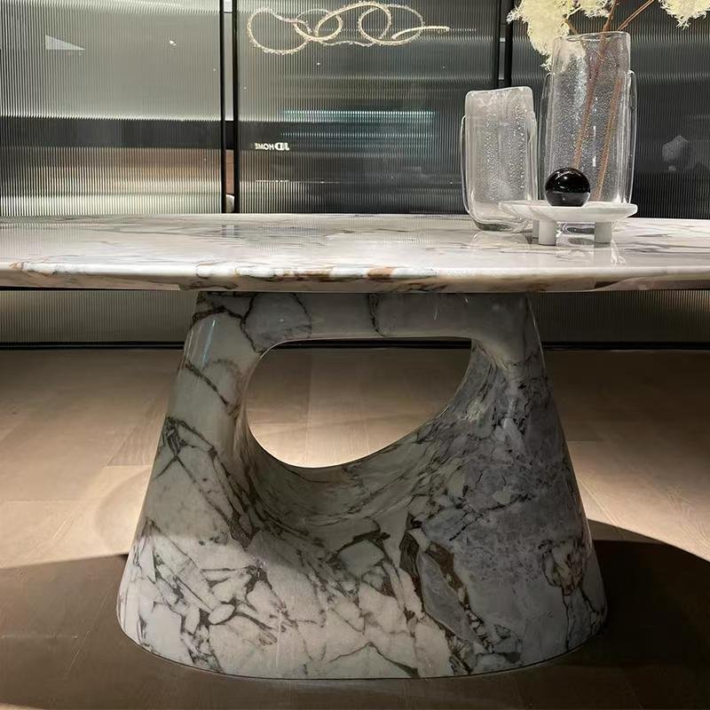 DT289 Elephant White Marble Dining Table - Image 6