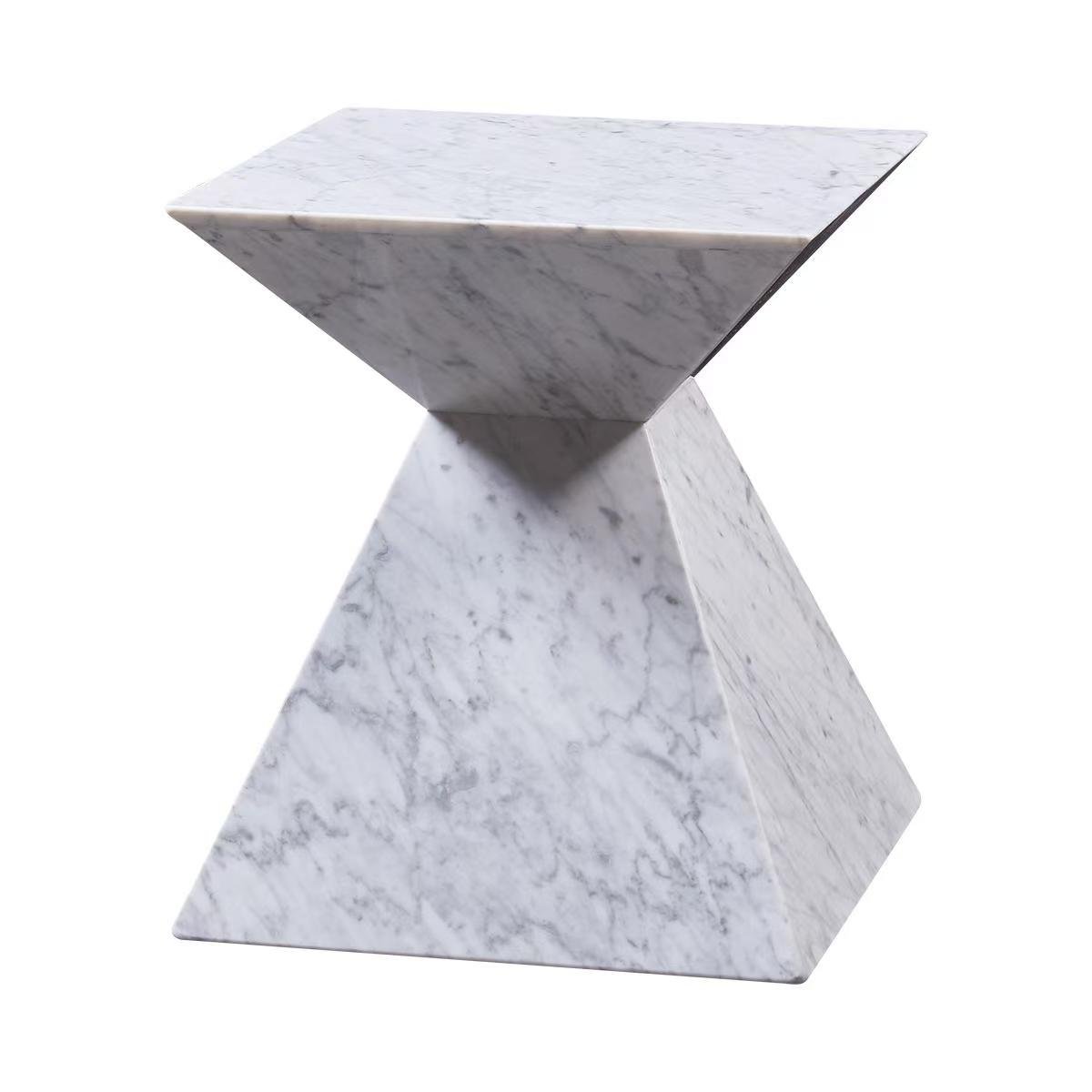 BJ813 Fine-Grain White Marble Side Table - Image 6