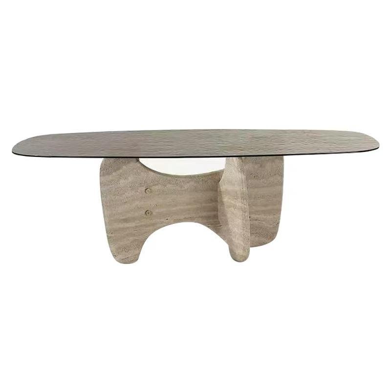 DS933 Travertine & Glass Dining Table - Image 7