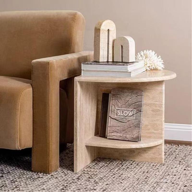 DCJ719 Yellow Travertine Side Table - Image 7