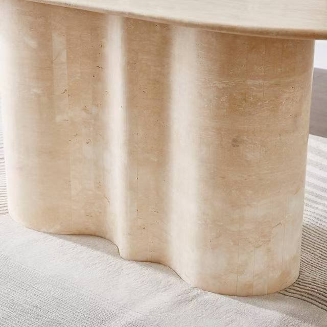 DS910A Beige Travertine Dinging Table - Image 7